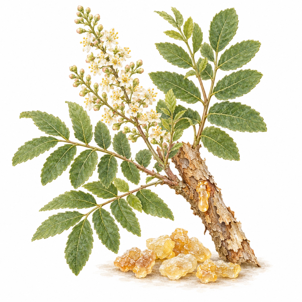Résine et rameau de Boswellia serrata