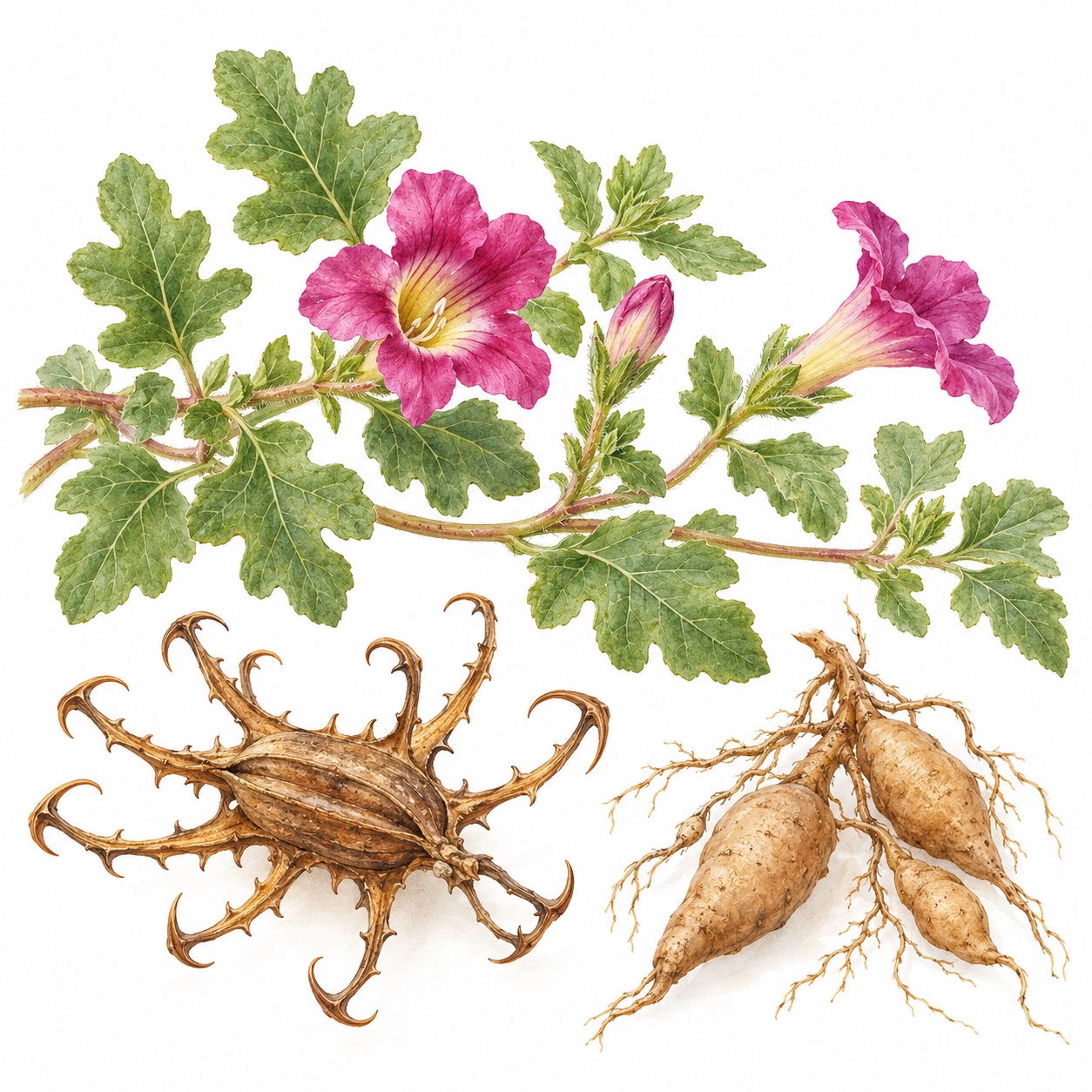 Illustration botanique de l’harpagophytum